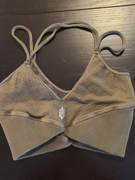 Free People Movement Sports Bra Crop Top, Olive Green, M/L - Picture 2 of 3